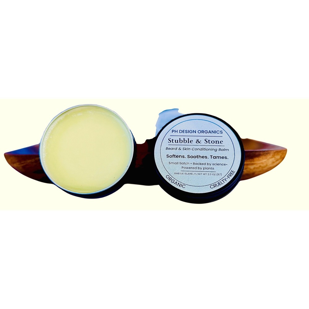 PH Design Organics Stubble & Stone Beard Skin Conditioning Balm 2oz Organic New